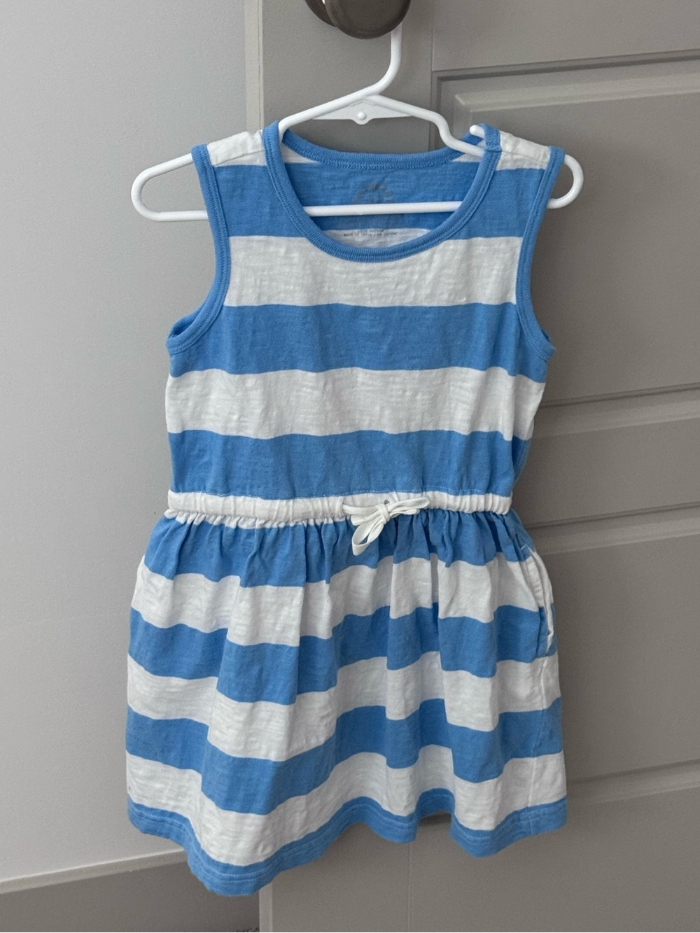 Primary Kids Tank Dress in Blue Stripe 4T